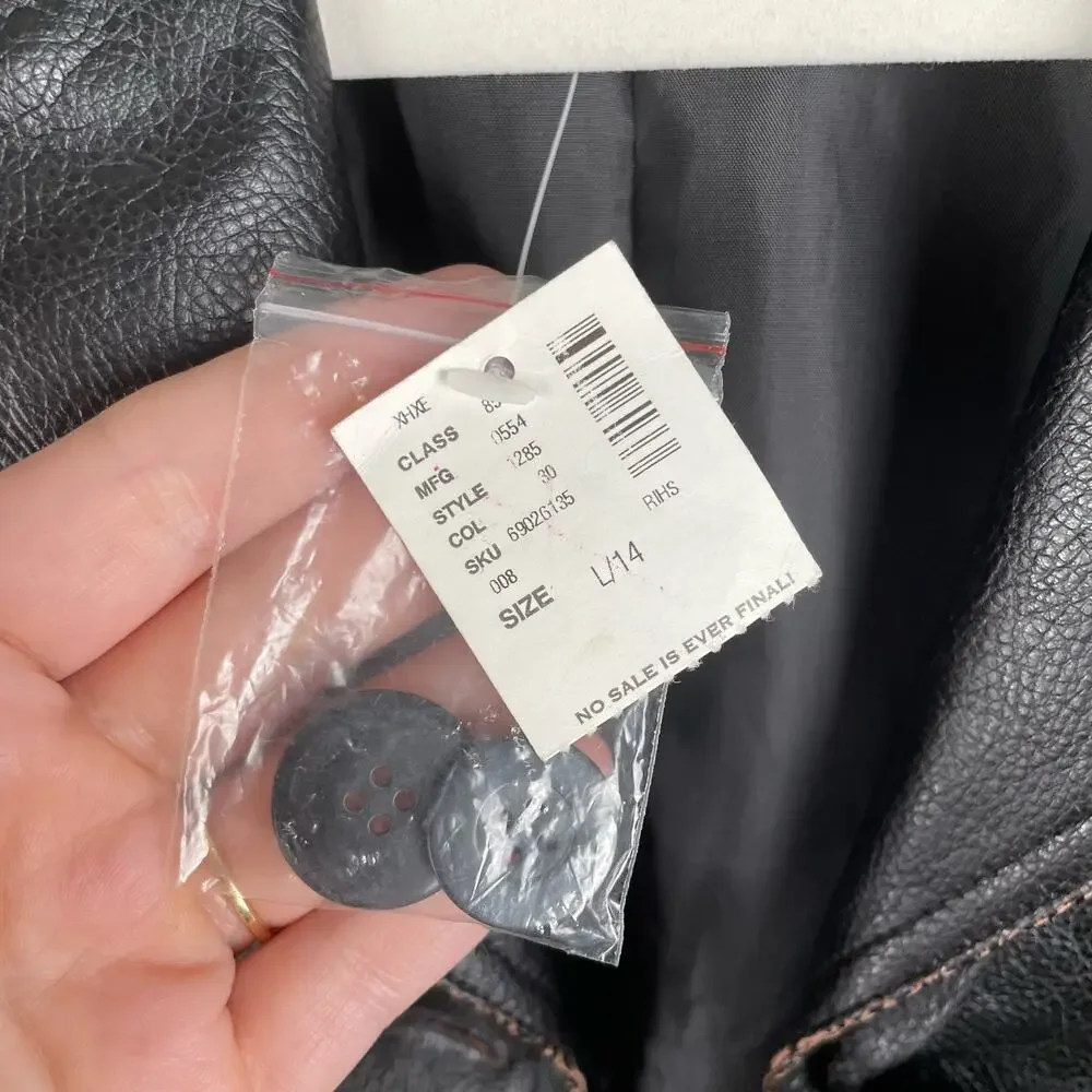y2k 00s Limited Too Dark Brown Vegan Leather Blazer Jacket Size L Deadstock NWT